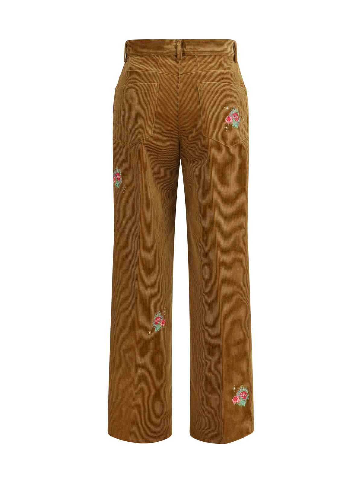 Forte_forte Velvet Pants with embroidered bouquets - Camel