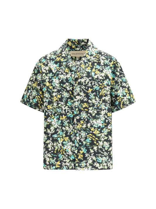 Valentino Shirt with an all-over Papier Floral - Black/Multicolor