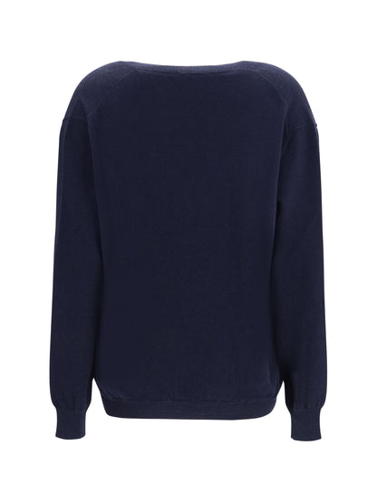 Malo Cashmere V-neck Sweater - Blu.