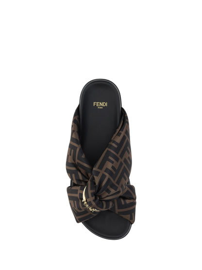 FENDI Satin Slide Sandals