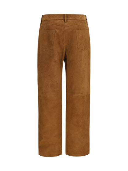 Magda Butrym Straight-leg corduroy-effect leather Pants - Brown