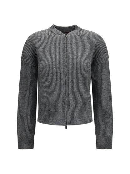 Max Mara Studio Carnet ribbed Cardigan - Grey Dark Melange