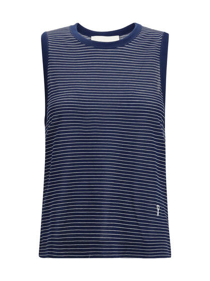 AMI PARIS Striped cotton tank Top