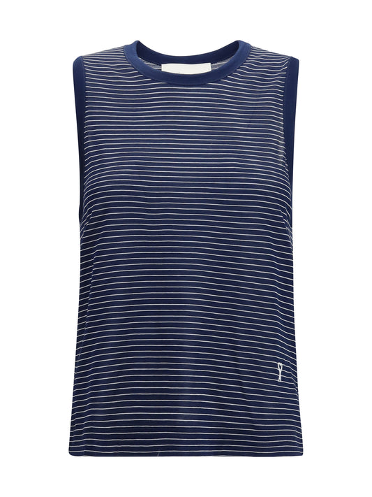 AMI PARIS Striped cotton tank Top