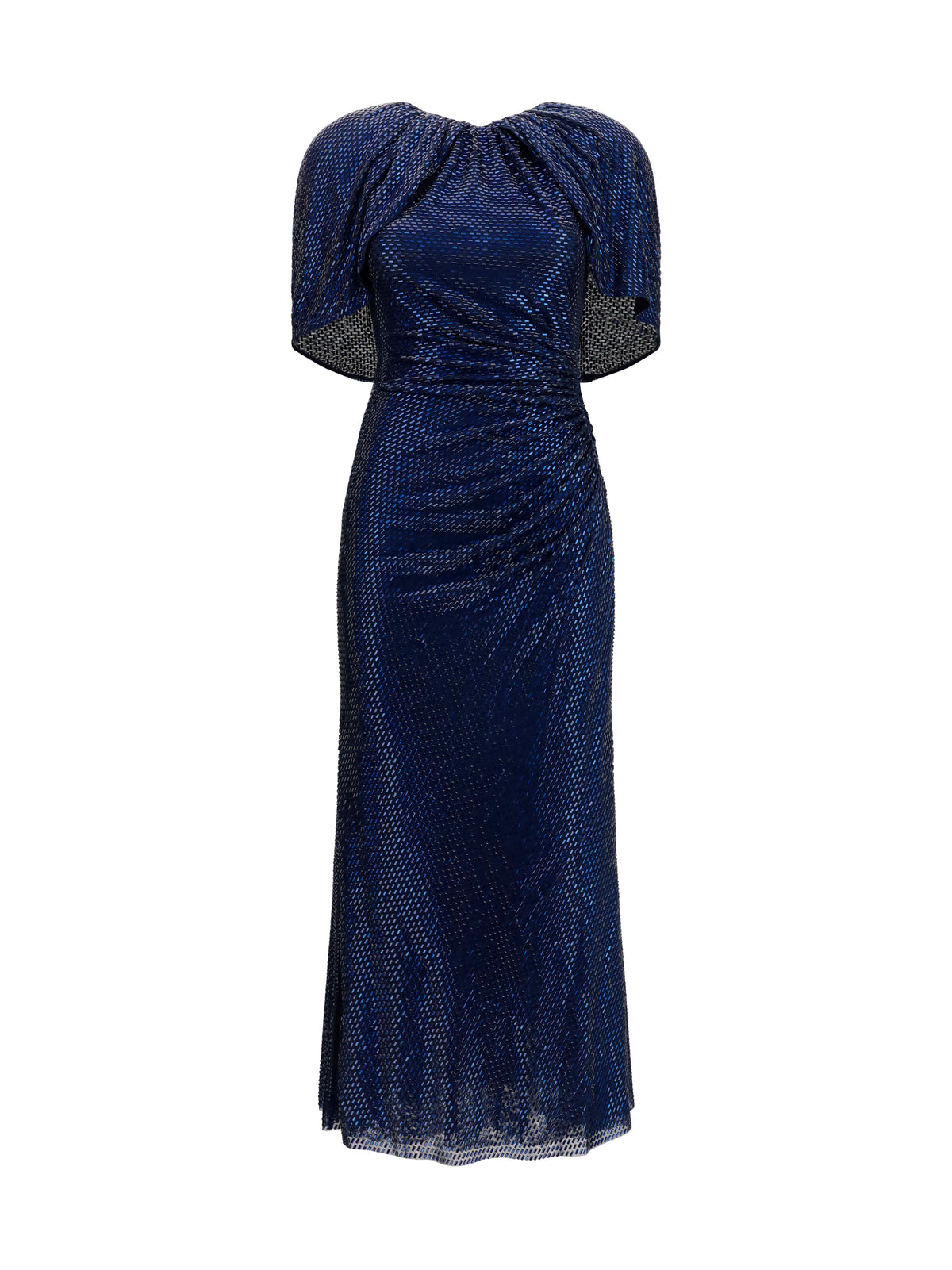 Self-Portrait Midi Dress with cape sleeves and crystals - Navy Blue