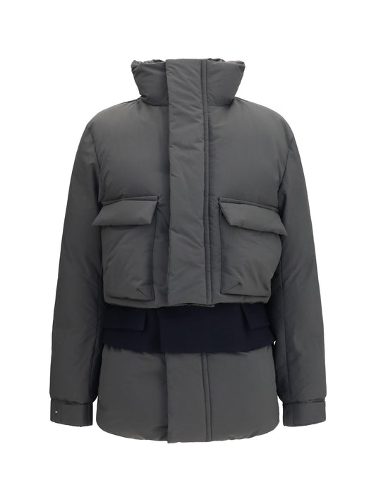 Sacai Double padded Jacket with zip closure - Khaki×Navy