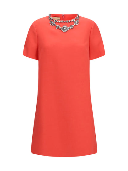VALENTINO Embellished crew-neck Dress