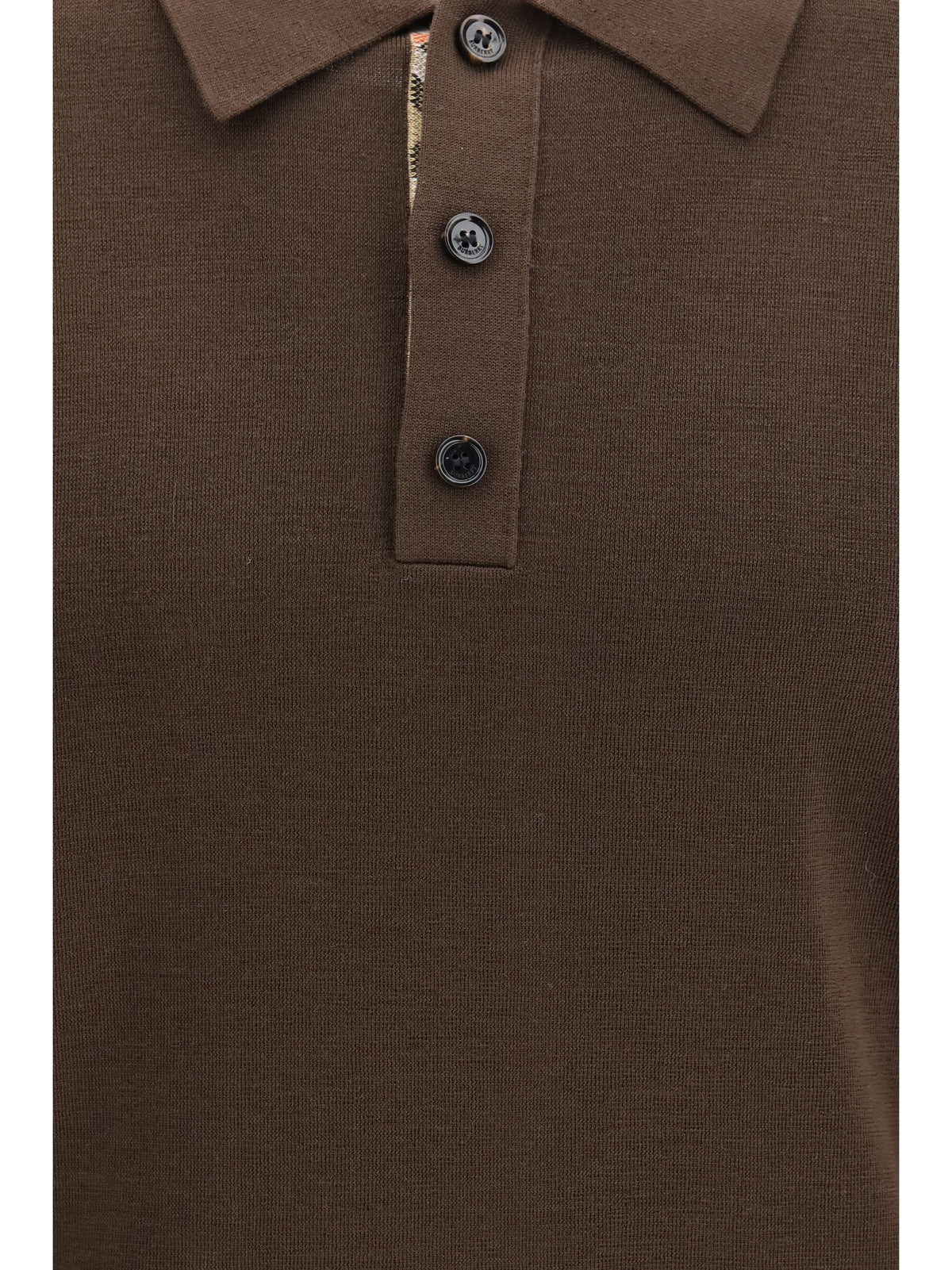 Burberry Long-sleeve wool Polo - Chocolate Brown