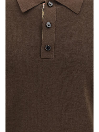 Burberry Long-sleeve wool Polo - Chocolate Brown