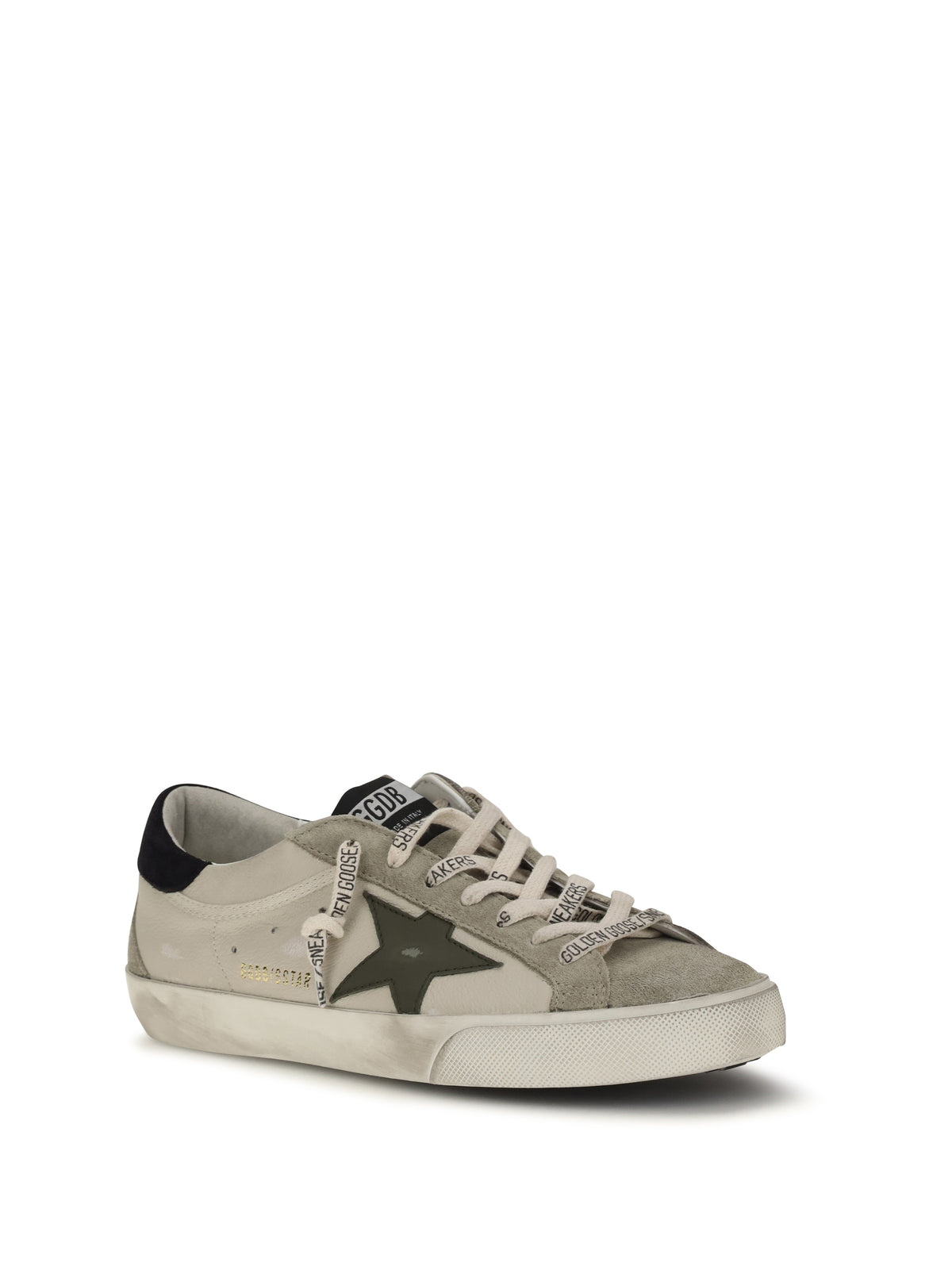 Golden Goose Super Star Sneakers - Cream/Grey/Olive Green/Dark Blue