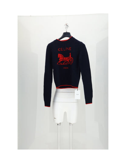 Celine CREWNECK SWEATER - Navy/Red