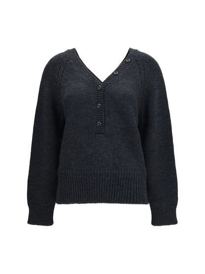 Our Legacy Country Henley merino Cardigan - Charcoal Dry