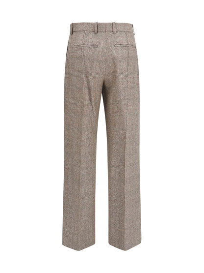 Burberry Tailored linen and wool-blend Pants - Soap Beige/Brown Chk