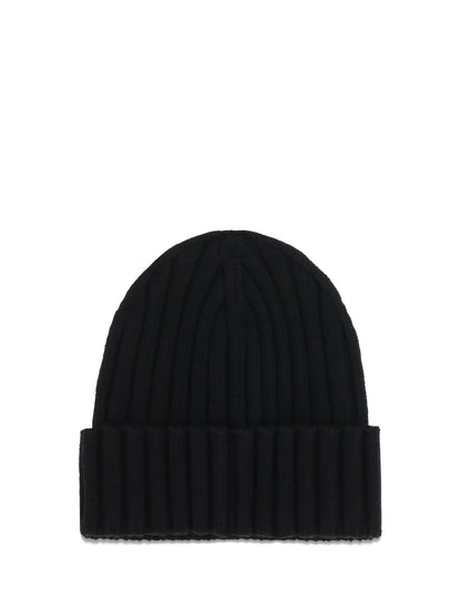 Moncler Wool Beanie with logo - Black