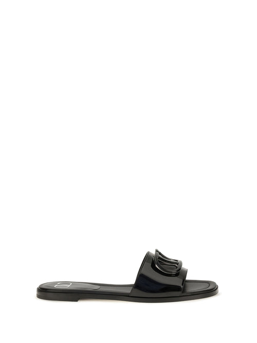 Valentino Garavani VLogo patent leather Slide Sandals - Black