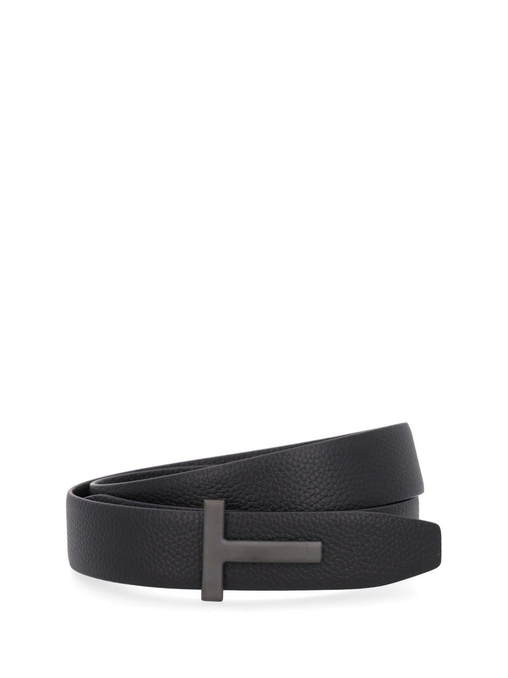 Tom Ford Reversible Hammered Leather Belt - Black
