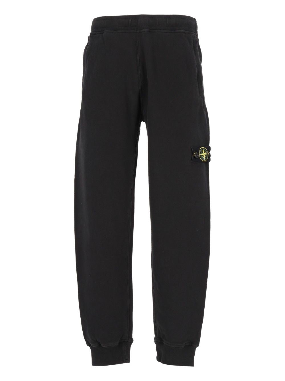 Stone Island Organic Cotton Fleece Joggers - Black