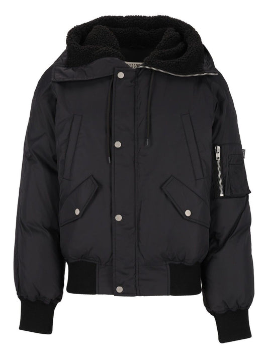 Mm6 Maison Margiela Hooded Bomber Jacket - Black