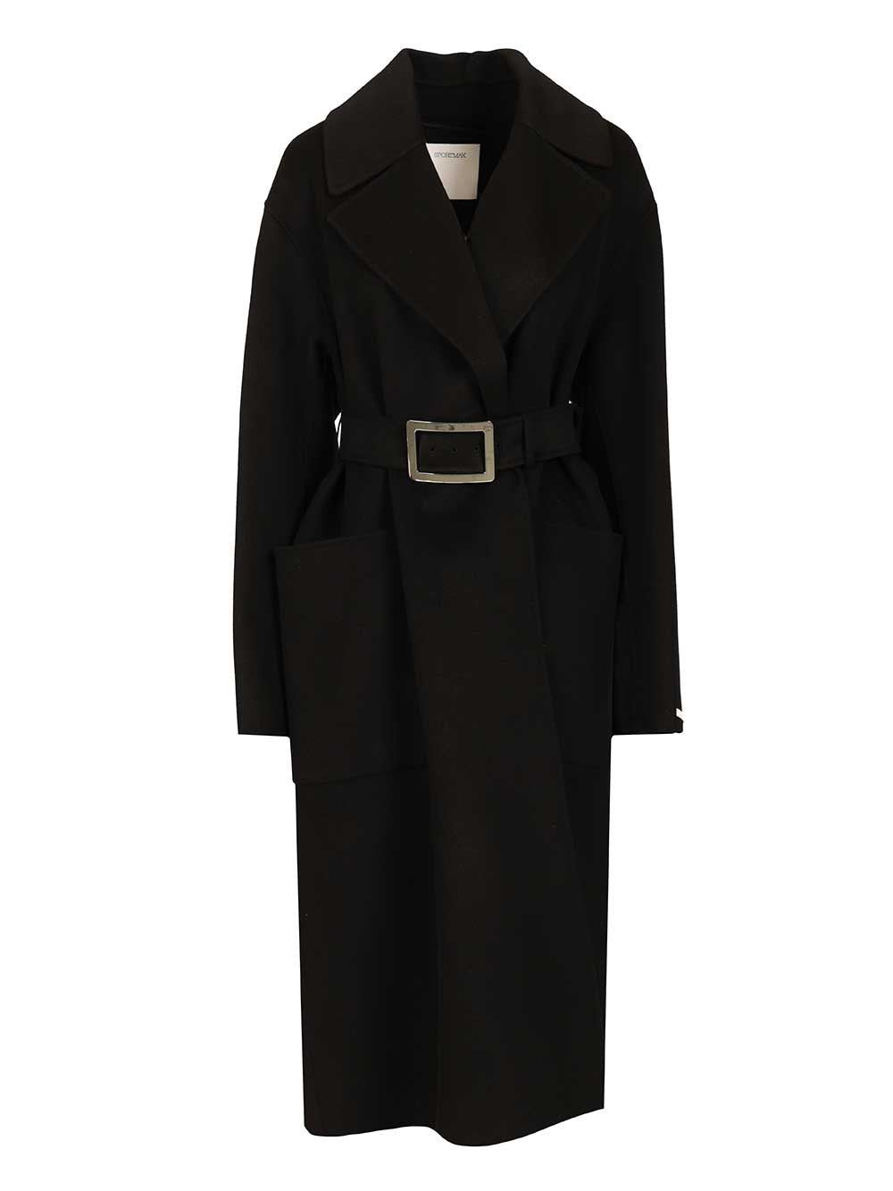 Sportmax Pure Wool Robe Coat - Black