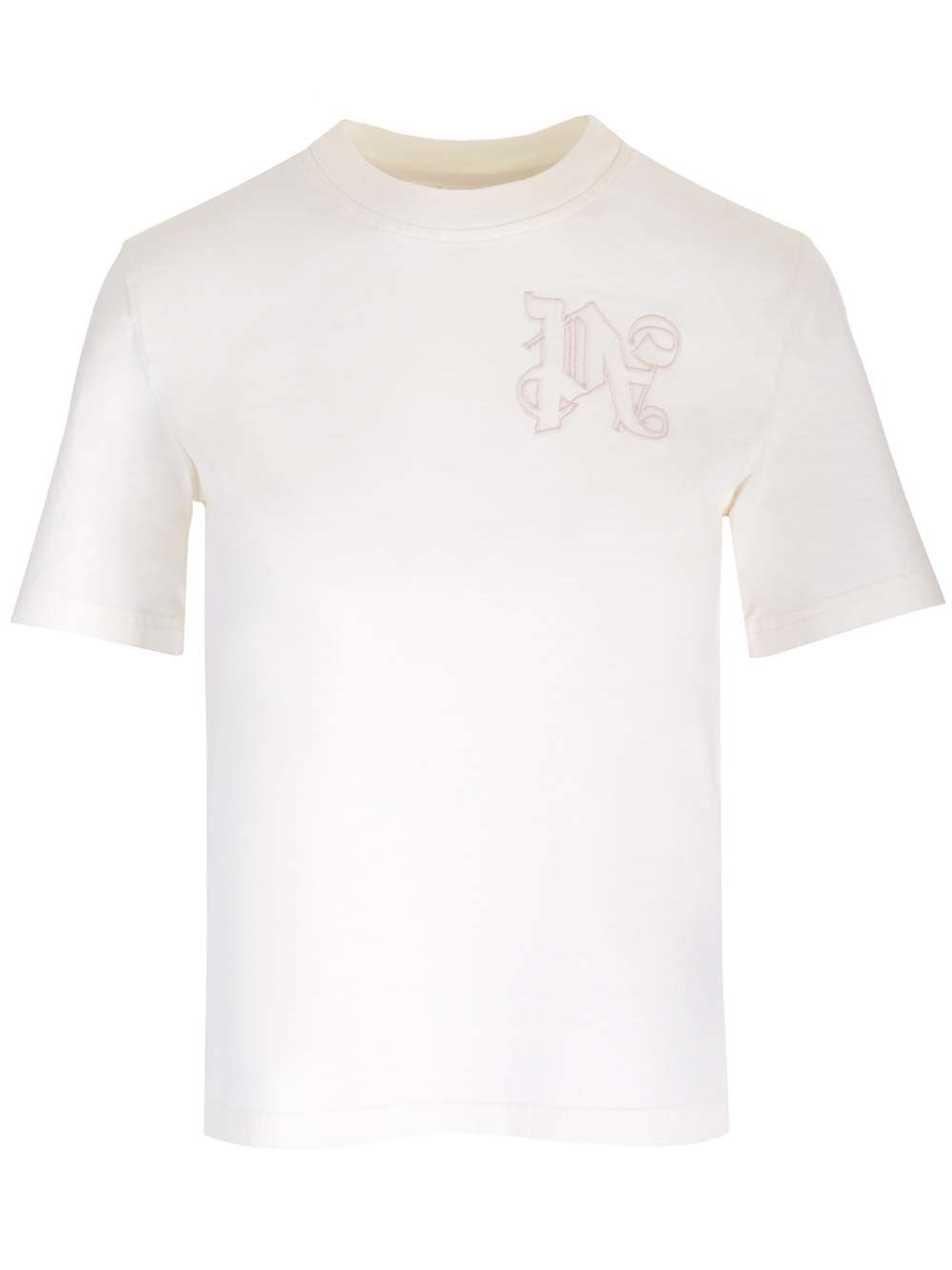 Palm Angels White T-Shirt With Monogram
