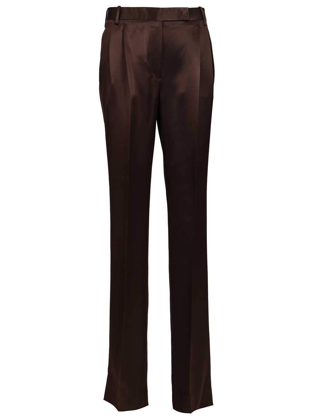 Tom Ford Silk Tailored Trousers - Brown