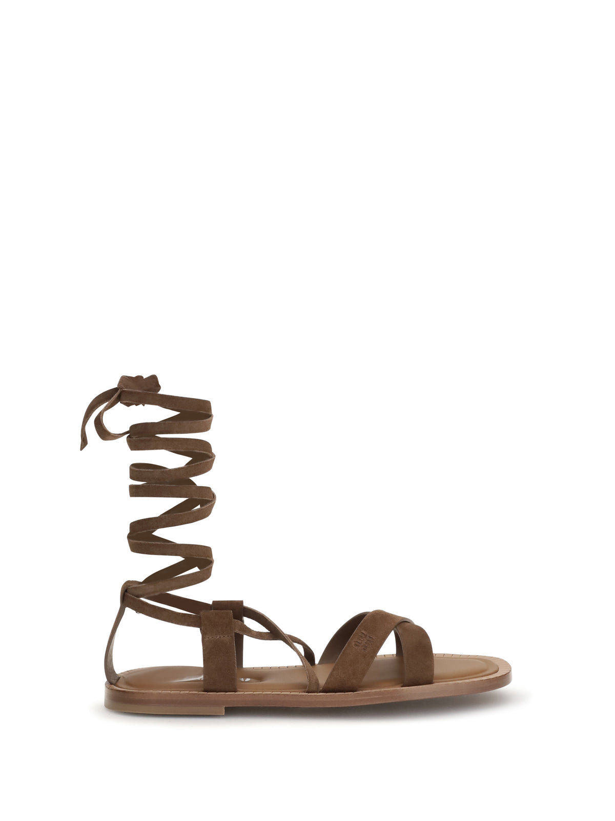 Miu Miu Gladiator leather Sandals - Cacao