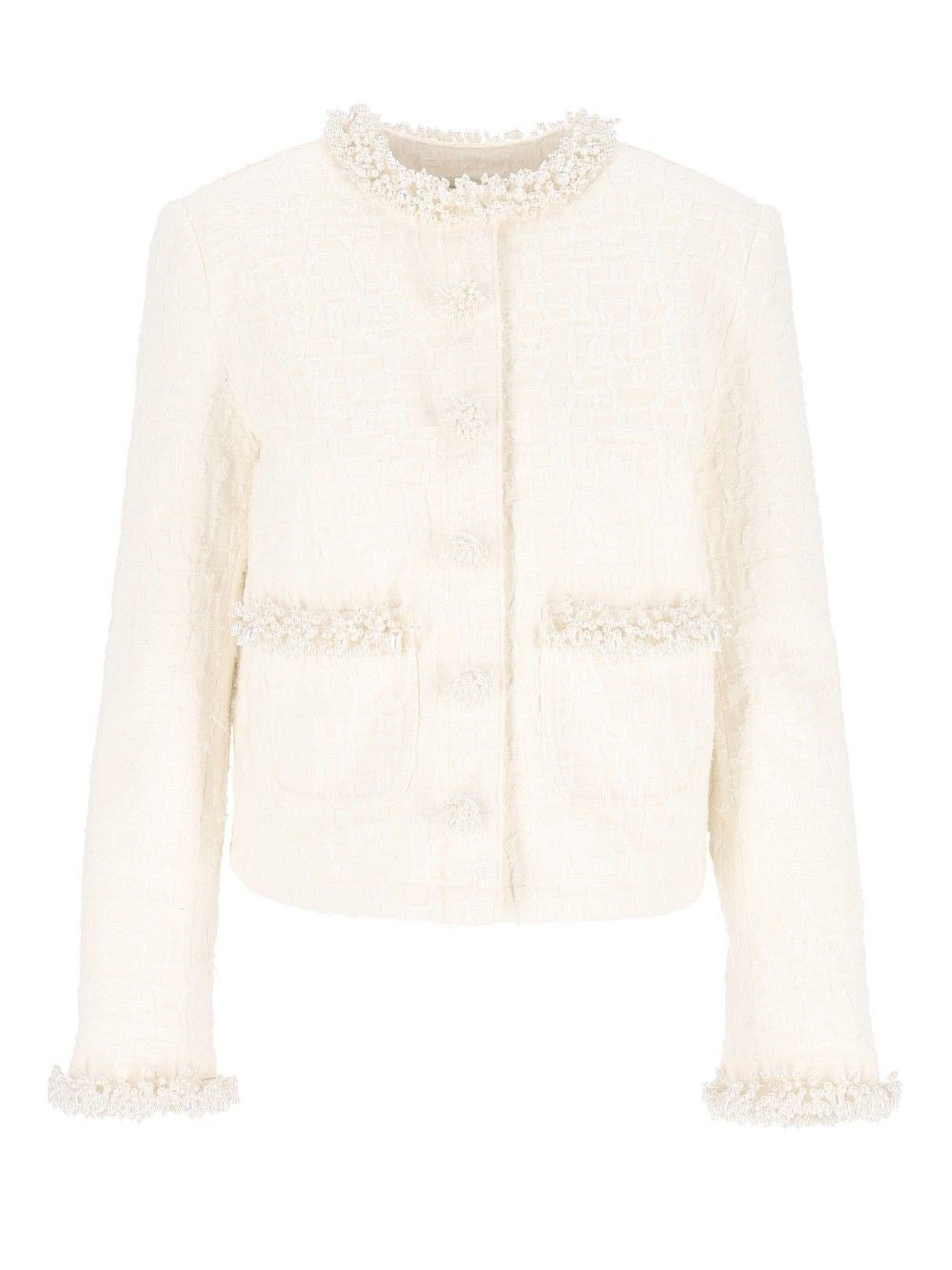 Self-Portrait Denim Jacket - White