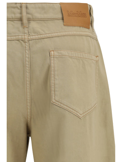 Max Mara Studio Baggy Pants in pure cotton satin - Coloniale