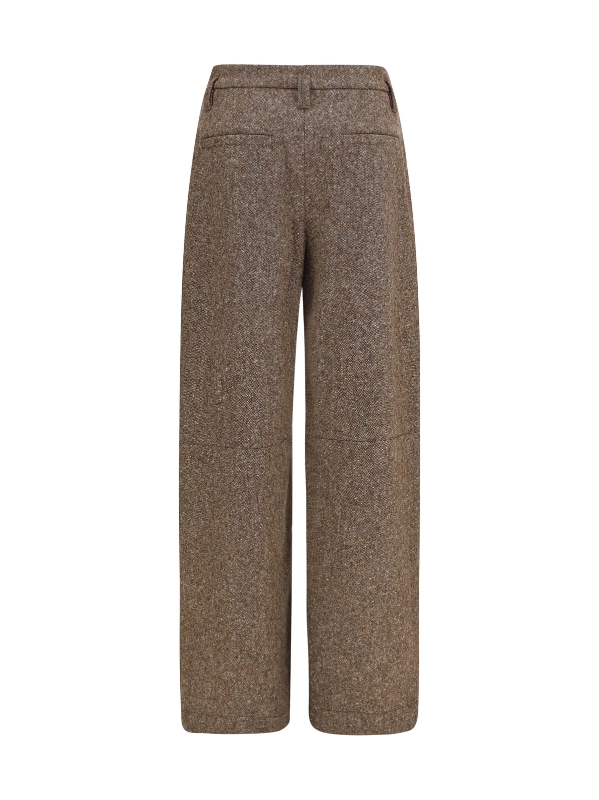 Brunello Cucinelli Virgin wool palazzo Pants with Monili detail - Moro