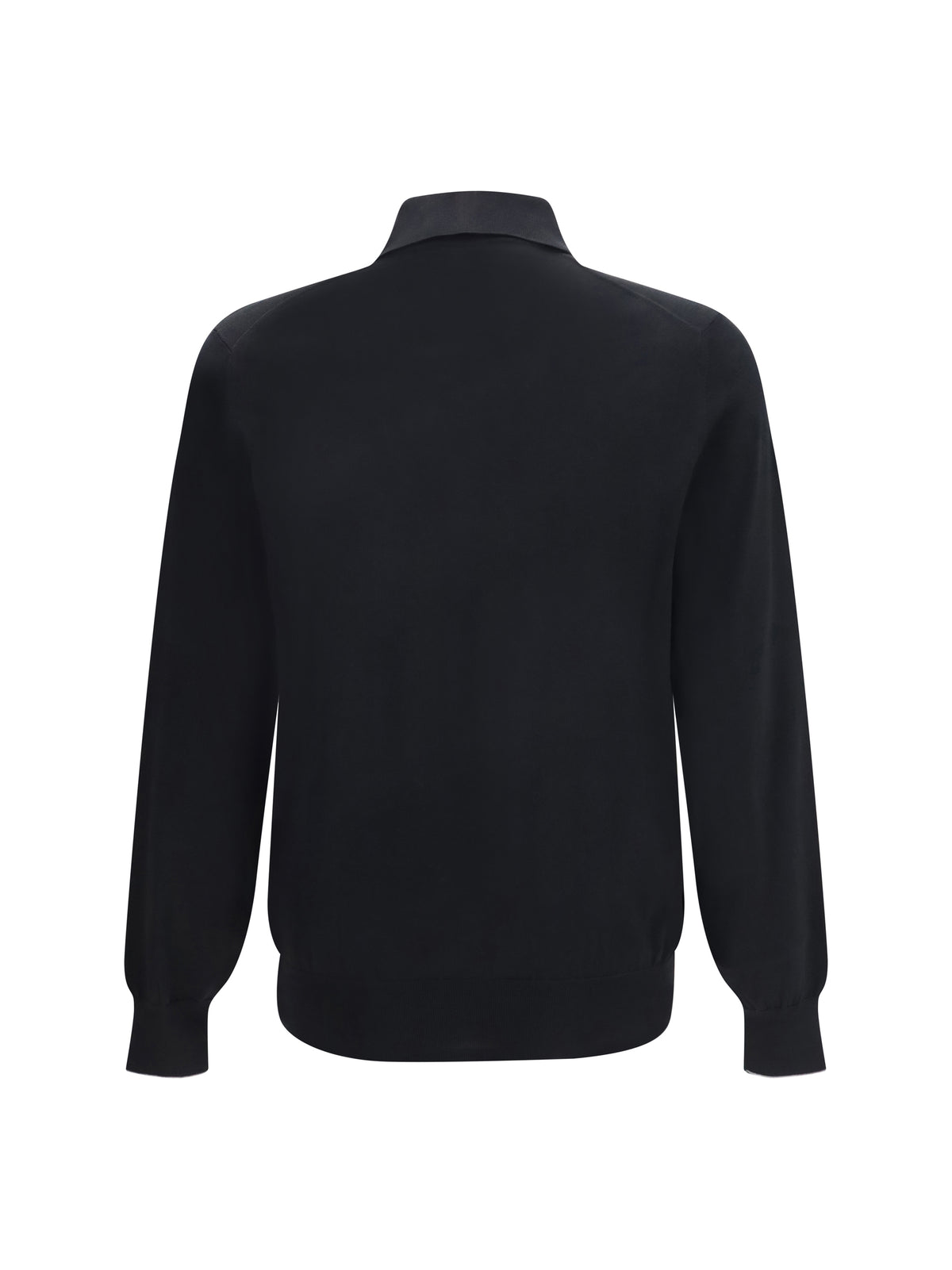 Brunello Cucinelli Long sleeve cotton Polo - Nero+Grigio Dark