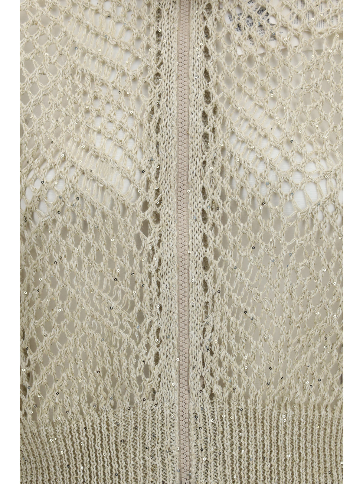 Brunello Cucinelli Open-knit Zip-up Cardigan - Beige