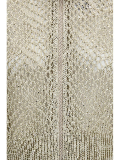 Brunello Cucinelli Open-knit Zip-up Cardigan - Beige