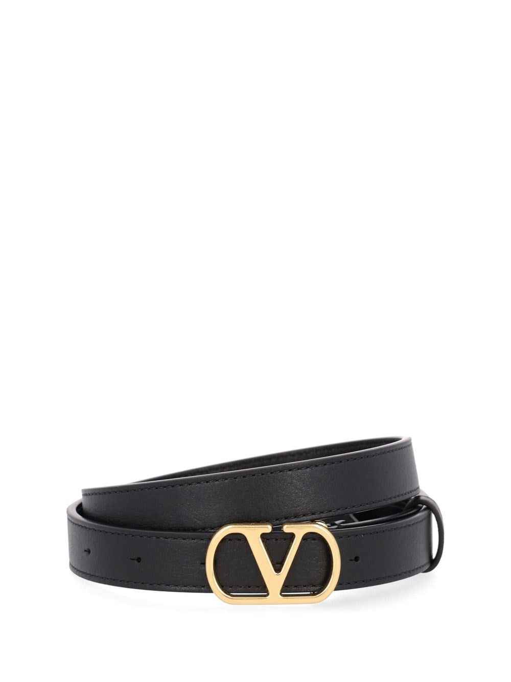 Valentino Garavani Vlogo Signature Leather Belt - Black