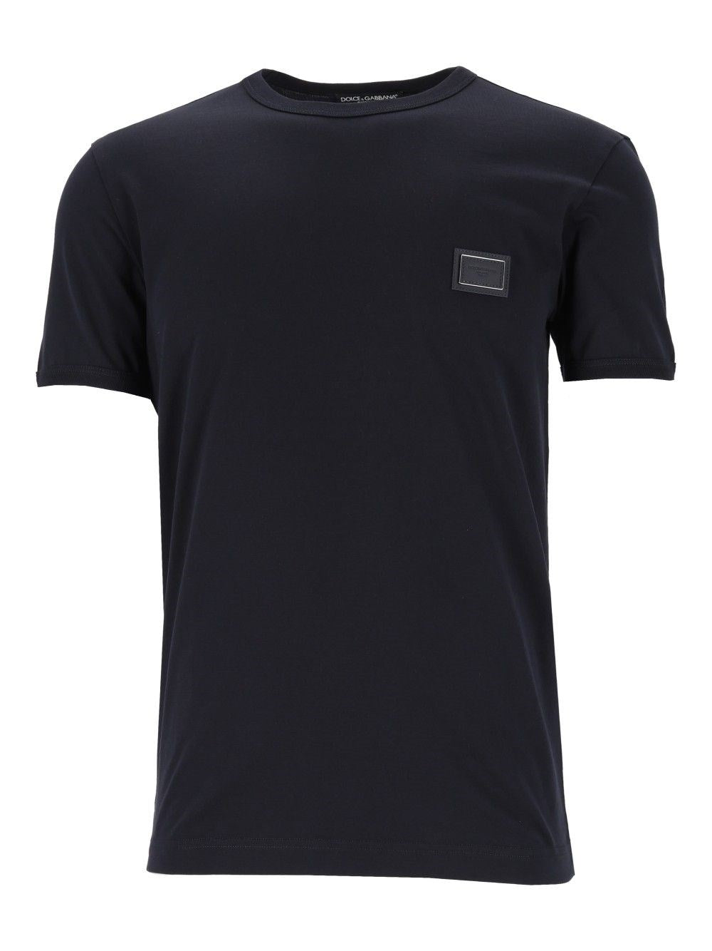 Dolce & Gabbana Cotton T-Shirt With Plaque - Blue