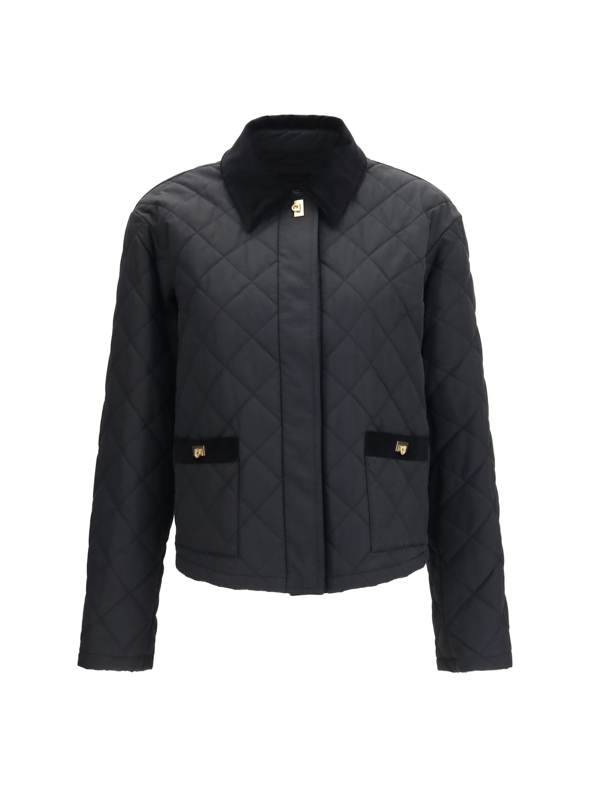 Ferragamo Padded Jacket with Gancini buckles - Black