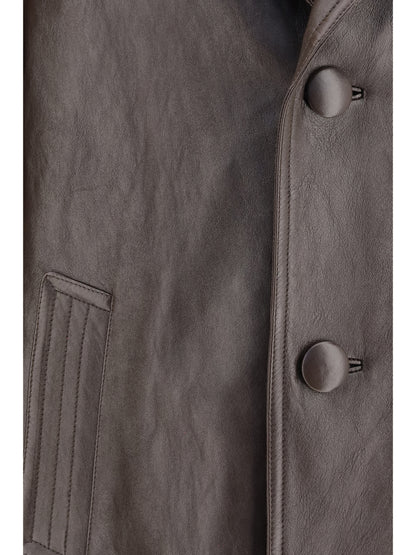 Prada Leather Caban Jacket - Caffe'