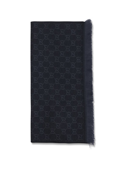Gucci GG Supreme embroidered wool Scarf - Black/Light Grey