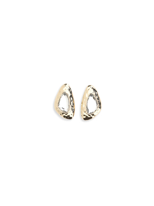 SELF-PORTRAIT Golden Hammered Crystal Earrings