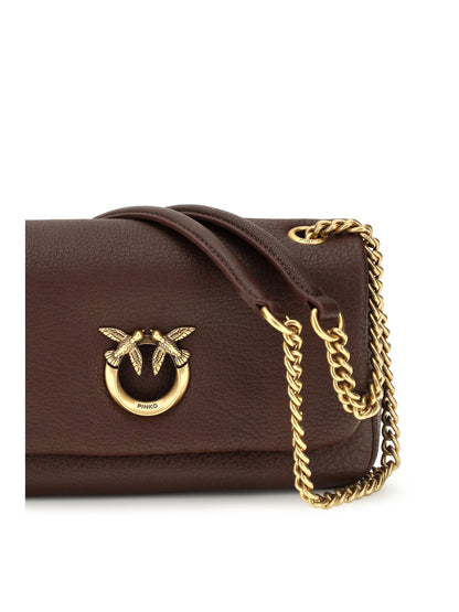 Pinko Medium Love Bag Click Soft Horizontal Shoulder Bag - Castano Intenso-Antique Gold