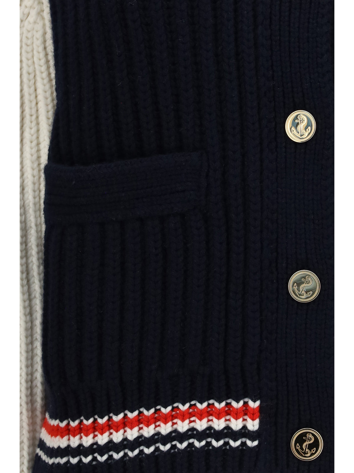 Thom Browne Bicolor cashmere Cardigan - Navy White