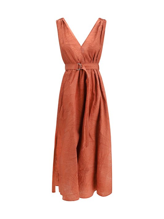 BRUNELLO CUCINELLI Midi Dress with floral motif