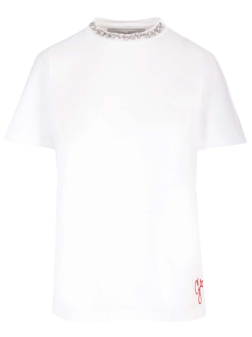 Golden Goose T-Shirt With Crystals - White