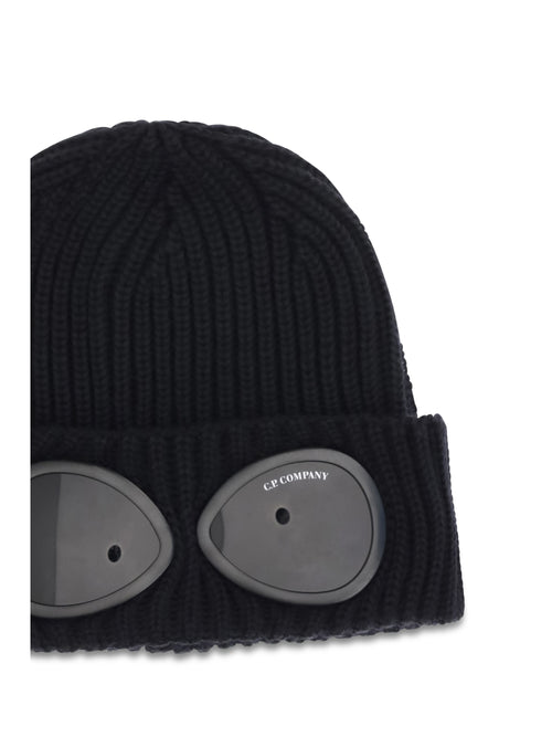 C.P. Company Goggle Beanie Hat in extrafine merino wool - Total Eclipse