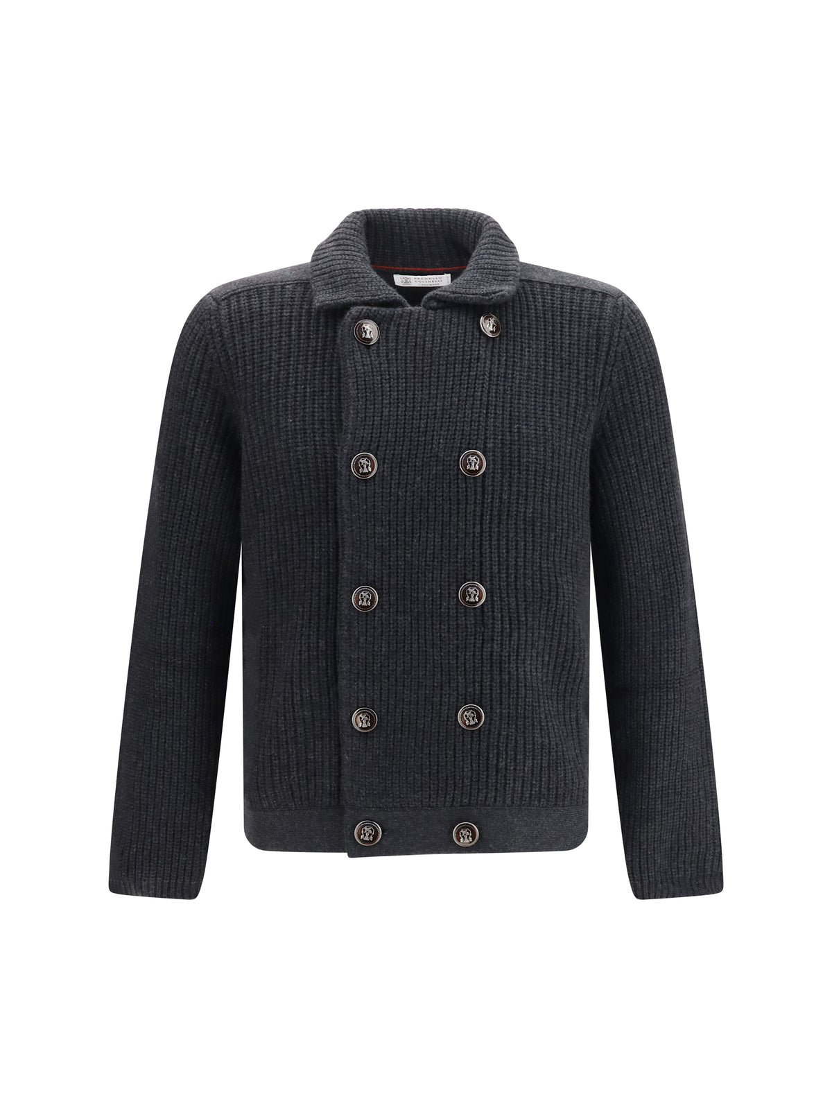 Brunello Cucinelli Marina Cardigan in English Rib Cashmere - Charcoal