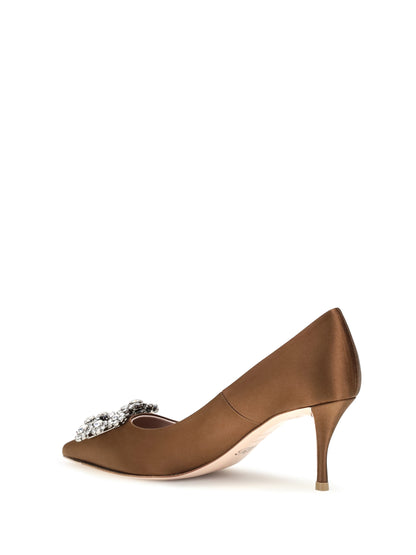 Roger Vivier Efflorescence satin Pumps - Cacao
