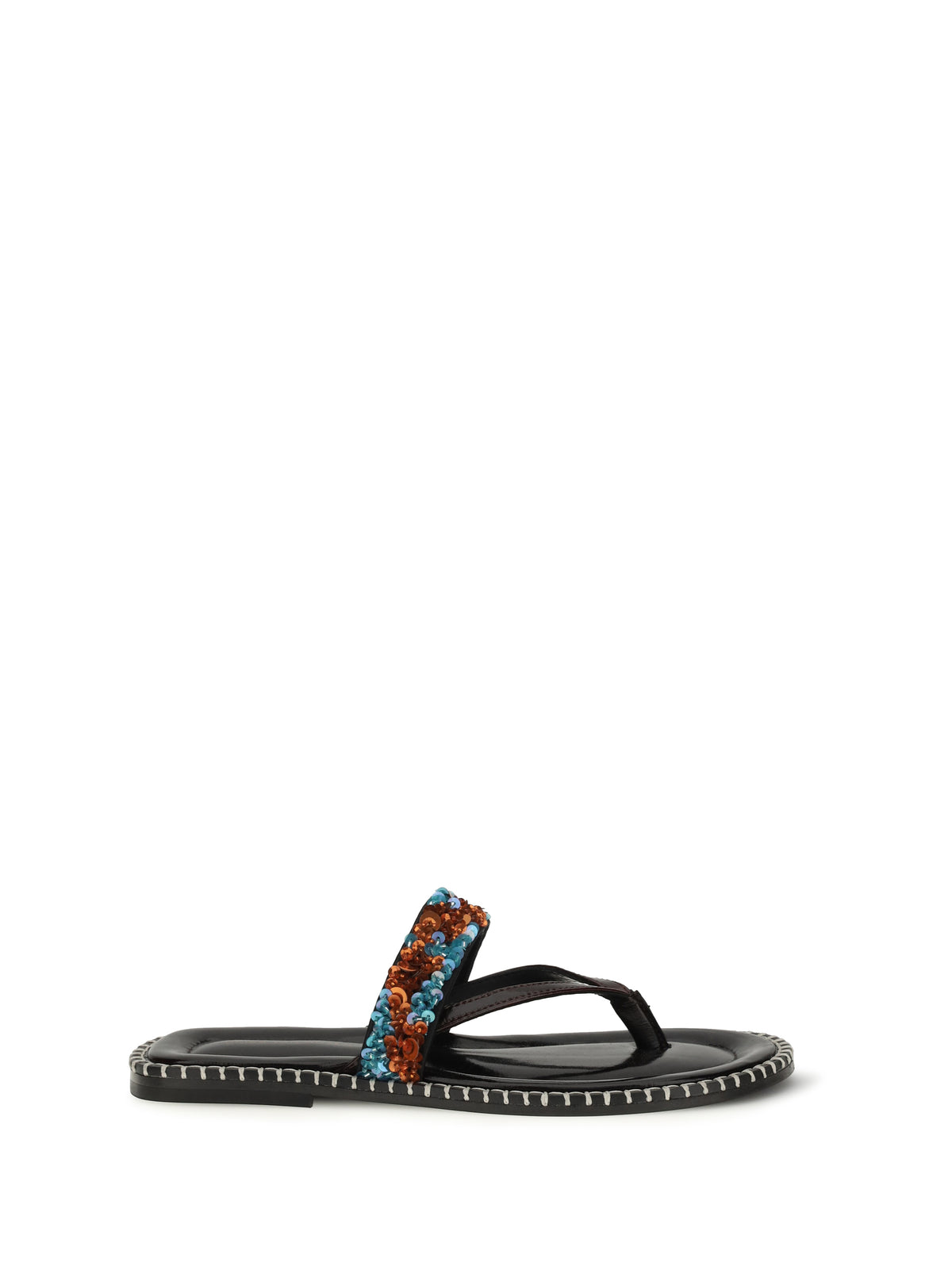 Dries Van Noten Slip-on leather Sandals with sequins - Turquoise