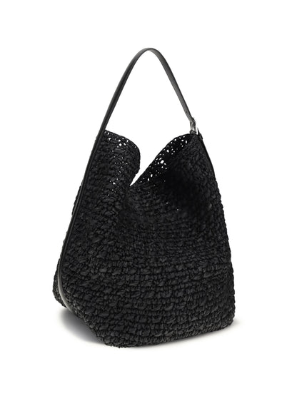 Toteme Paper raffia Tote Shoulder Bag - Black