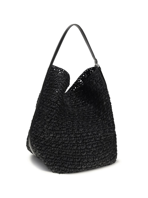 Toteme Paper raffia Tote Shoulder Bag - Black