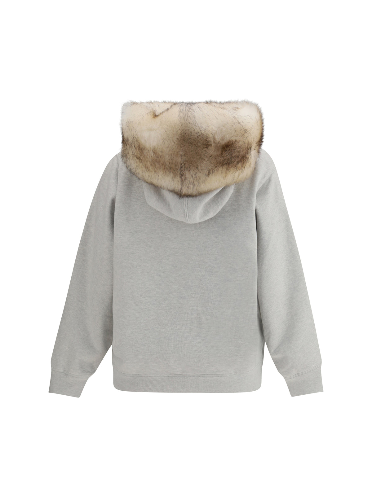 Prada Hoodie features a hood lined in shearling - Grey Melange