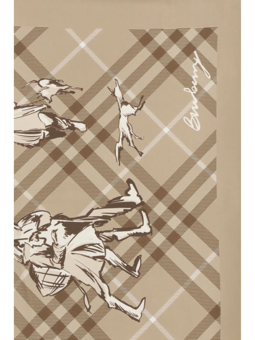 Burberry Check silk Twill Scarf - Finch Beige